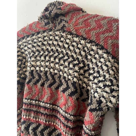 Free People Iona Long Belted Cardigan XS Heavy Knit Distressed Boho Wool Alpaca - Picture 13 of 14